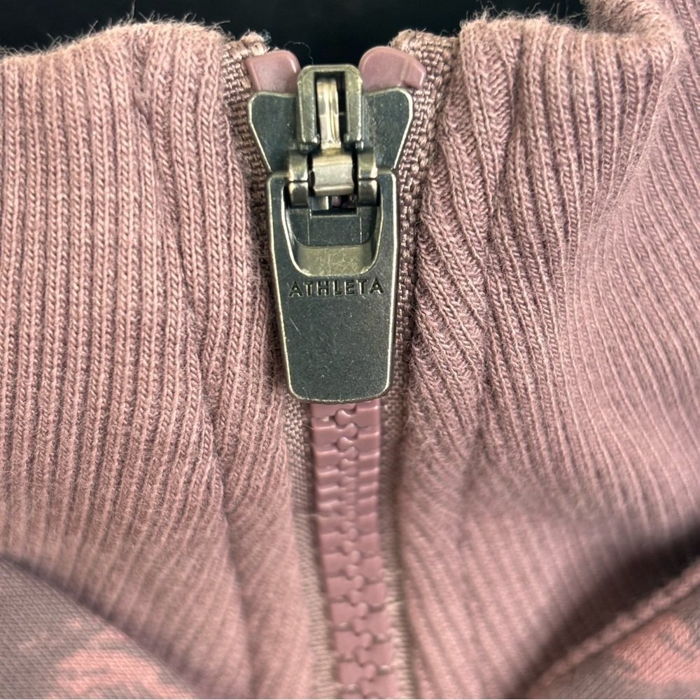 ATHLETA Triumph Printed Hoodie Sz S Smoked Mauve Brown Lynx Sweatshirt Jacket - Picture 4 of 10